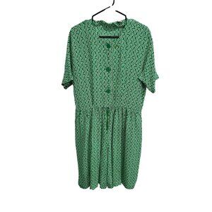 MS Chaus Womens Green White Patterned Romper Size 16 Summer Party
